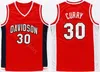 College Stephen Curry Jersey 30 Uomini Basketball Davidson Wildcats Jersey Uniforme sportiva Squadra Colore rosso Bianco Trasferta Università Traspirante Saldi