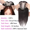 Human Hair Topper for Women Silk Base With 5 Clips In Hair Toupee Human Hair Piece Black Color