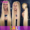 # 613 Blonde Full Lace Wigs 150% Densité soyeuse droite brésilienne Remy cheveux humains avant de lacet perruque 613 Lace Front perruque de cheveux humains