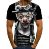 Impresso Camiseta Homens Coringa Face Masculino Tshirts 3D Palhaço de Manga Curta Camisas Engraçadas Tops Tees XXS-6XL