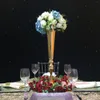 Wit / Zwart Metalen Kaars Houders Stand Bloemen Trompet Vaas Candlestick Road Lead Candelabra Center Stuks Bruiloft Decoraties