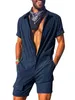 Macacão masculino manga curta carga macacão playsuit moda uma peça zíper sólido marca novo casual streetwear258d