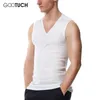 Mens Undershirts White Sleeveless Shirt V Neck Underwear Undershirt Bodybuilding Vest Fitness Apparel Plus Size 5~6XL Tanks 5067