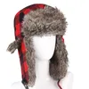 남여 겨울 사냥꾼 모자 격자 무늬 인쇄 봉제 줄 지어 Ushanka Earflap 모자 남성 여성 모자 따뜻한