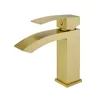Łazienka Wodospad Kran Matt Czarny 100% Mosiądz Single Hands Basin Mikser Szczotkowana Złota Rose Chrome Sink Tap