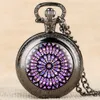 The Rose Window Stained Glass Pocket Watches Gorgeous Notre Dame De Paris Necklace Pendant Clock Souvenir Gifts for Men Women2801123