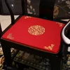 Chinese Embroidery Joyous Ethnic Seat Cushions Sofa Dining Chair Anti-Slip Comfort Pads Office Home Decorative Armchair Sit Mat