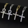 hot-sale hip hop cross diamonds pendant necklaces for men women Religion Christianity necklace jewelry gold plated copper zircons Cuban cha