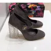 Spedizione di cm trasparente cm in pelle gratis tacchi alti pezzi rotondi scarpe da punta del matrimonio Mary Jane Diamond Flo