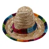 Sombrero di paglia Cappello messicano Fibbia regolabile per animali domestici Cappello di gatto di paglia multicolore per animali domestici