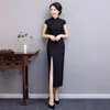 Sexy longo cheongsam 2019 tradicional estilo chinês manga curta vestido mulheres mola lace qipao vestidos de festa slim vestido