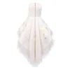 Flower White Feather Sleeveless Fashion Tiered Tutu Girls Pageant Gowns Gorgeous Puffy Hi Lo Prom Summer Dresses