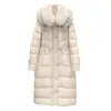 2019 New Winter Women Thick Warm Large Natural  Fur Long Coats Ladies White Duck Down Hooded Jackets Casual Loose Parkas C138