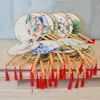 Chinesische Vintage Runde Hand Fan Retro Hochzeit Party Geschenk Fan Klassischen Tanz Fans Blumen Druck Chinesischen Fans Tanz Prop Großhandel VT1048