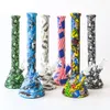 12" Silicone Bong Beaker Water Bong Hookahs with glass bowl Printing Dab Oil Rig Glass Pipe smoke accessory