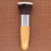 Brosse professionnelle à dessus plat, brosse de beauté pour poudre de fond de teint, brosse à tête ronde en bambou, outil de maquillage cosmétique