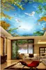 Mur plafond Peinture Salon Chambre Papier peint Décoration intérieure Belle Belle branches ciel bleu et nuages ​​blancs peintures murales de plafond