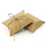 50 st plant Söt Kraft Paper Pillow Gift Wrap Favor Box Wedding Party Favor Gifts Candy Förpackning Hem Partys Födelsedagförsörjning