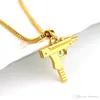 Hip Hop Bijoux Colliers Gravé Pistolet Uzi Or Pendentif Collier Populaire Pendentif Hommes Bijoux Chaîne En Or Collier