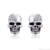 Punk Skull Stud Earrings Crystal Rhinestone for Women Men Vintage Couple Skeleton Earrings Hip Hop Ear Studs Jewelry Halloween Gifts