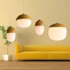 Intérieur nordique lampes suspendues moderne minimaliste lampe restaurant personnalité créative café bar noix bois grain verre droplight