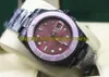 2 style Wristwatches Mens Automatic Pink Dial Watch Men Golden Ceramic Bezel Dive Chronometer Crystal Black Pvd Steel Luminous Crown 116610 date Watches