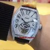 Nya Grand Complications Giga Full Diamonds Tourbillon Automatic Mens Watch 8889 TG Steel Diamond Dial Leather Strap Gents Sport Klockor