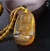 Hochwertige natürliche Citrin geschnitzt Buddha Statue glücklich Amulett Anhänger Halskette Damen Herren Schmuck Heilkristall Aura Stärke