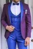 VioletRoyal Bleu One Button Groomsmen Châle Revers Mariée Tuxedos Hommes Costumes De Mariage Pantalon Manteau Conception Homme Blazer (Veste + Gilet + Pantalon + Cravate)