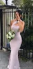 2020 Elegant Mermaid Bridesmaid Dresses For Weddings Satin One Shoulder Sleeveless Floor Length Plus Size Formal Maid of Honor Gowns