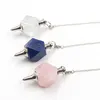 10 pz Pendulo al quarzo rosa geometrico per la ravvicinata Ciondolo Guarigione Chakra Placcato argento Placcato Rock Crystal Jewelr
