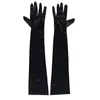 Party Hats Women's Evening Formal Gloves 22 Long Black White Satin Finger Mittens1255h