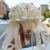 Silk Rose Bridal Wedding Bouquet Pearls Crystals Beaded Luxury Wedding Party Flowers Bouquets Supplies Whole 9925819