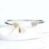 Wholesale- Open Bangle Luxury Designer Jewelry for Pandora 925 Sterling Silver Set CZ Diamond Women's Bracelet with Box