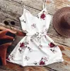 Fashion-Sexy Women Summer Dress Sexy Backless Sleeveless Suspender Dress White Women Causal Short Beach Printing Dress