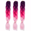 Jumbo Braiding Hair sintetico Kanekalon Capelli bicolore ombre grigio nero blu colore rosa Trecce all'uncinetto Capelli in fibra ad alta temperatura premium