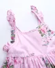 Verão Pretty Baby Girls Dressos Blue Pink 2 Cores Floral Girl Dress