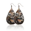 New Stylish Teardrop leather pendant earring Leopard Water droplets charm Dangle earrings for women lady