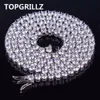TOPGRILLZ – collier chaîne Hip Hop entièrement glacé, 1 rangée de 4mm, Micro pavé de pierres CZ, bijoux Punk Rock, 20 pouces, 24 pouces