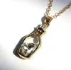 Creative Drift Bottle Necklace Gold Silver Plated Jewelry Love Bottles Pendant Necklaces Heart Crystal Gift