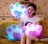 Lysande glödande kudde Stjärnor Heart Bear Paw Led Light Plush Pillow Night Light Kids Kudde Julleksaker 8st