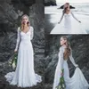 Boho Praia Modern manga comprida completa Vestidos de casamento Applique Backless Bohemian Vestido de Noiva Vestido de Noiva vestidos de novia robe de marié