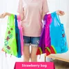 Eco Storage Handtasche Strawberry Faltbare Einkaufstaschen Wiederverwendbare Falten Lebensmittelgeschäft Nylontasche Große Kapazität Hause Tote Pouch