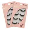 3D Mink False Eyelashes Faux Cils 4 أزواج رموش كثفات طبيعية SOF المصنوعة يدويًا