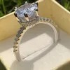 Belle couronne mignonne bague de mariage bijoux de mode chanceux en argent sterling 925 coupe ronde topaze blanche CZ diamant bague de fiançailles bagues