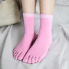 Socks & Hosiery Five Finger Female Pure Cotton Mid-barrel Autumn Winter Casual Striped Crew Pack Of Aesthetic Women1