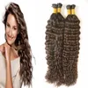 Deep Curly Fusion Hair Extensions 1g / Strands Remy Hair Pre Bonded Keratin Hair Extension på Keratin Capsule I Tipsa Hair200G 100s / Pack