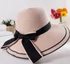 Moda - 2018 Nowa Moda Damska Ochrona Outdoor Protection Sun Summer Beach Cap Bowknot Sun Słomkowy Kapelusz Szeroki Hermimed