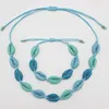 Bohe coloré de collier de coquille en métal ensemble de bracelet tissage Colliers réglables Bijouts de plage d'été pour femmes