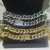 Catene Hip Hop Bling Gioielli Uomo Catene ghiacciate Collana Catene a maglie cubane Miami in argento dorato